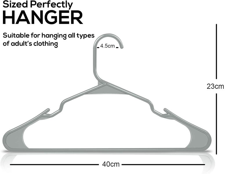 PROTOWARE 18 Pieces Clothe Hangers for Wardrobe - Space Saving Cupboard Storage Organizer - Plastic Hanger Set for Saree, Shirt, Dress (Grey) - Image 2