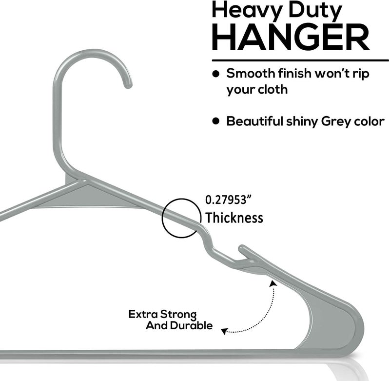 PROTOWARE 18 Pieces Clothe Hangers for Wardrobe - Space Saving Cupboard Storage Organizer - Plastic Hanger Set for Saree, Shirt, Dress (Grey) - Image 3
