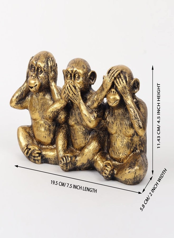 VIVARS Polyresin Monkey Statue Showpiece | Gandhi Ji Monkey Set - Home Décor Items | Decorative Showpiece Gifting - Image 2