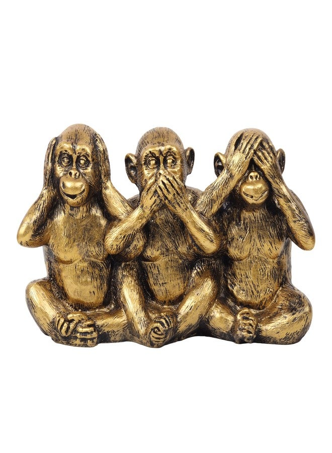 VIVARS Polyresin Monkey Statue Showpiece | Gandhi Ji Monkey Set - Home Décor Items | Decorative Showpiece Gifting - Image 1
