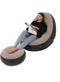 Great Gadgets G2 Great Gadgets Inflatable Lounge Chair for Adults Foldable Air Couch Sofa for Gaming Bedroom Indoor Outdoor Random Colour Inflatable Air Chair with Footrest Stool Furniture 2in1 Lounge Chair Set  - Image 1