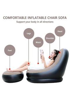 Great Gadgets G2 Great Gadgets Inflatable Lounge Chair for Adults Foldable Air Couch Sofa for Gaming Bedroom Indoor Outdoor Random Colour Inflatable Air Chair with Footrest Stool Furniture 2in1 Lounge Chair Set  - Image 4