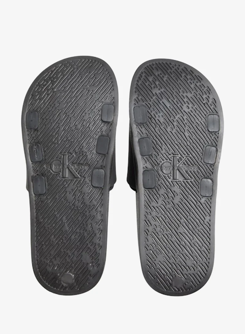 Calvin Klein Black/Bright White Neoprene Strap Slides for Women | Best Price UAE