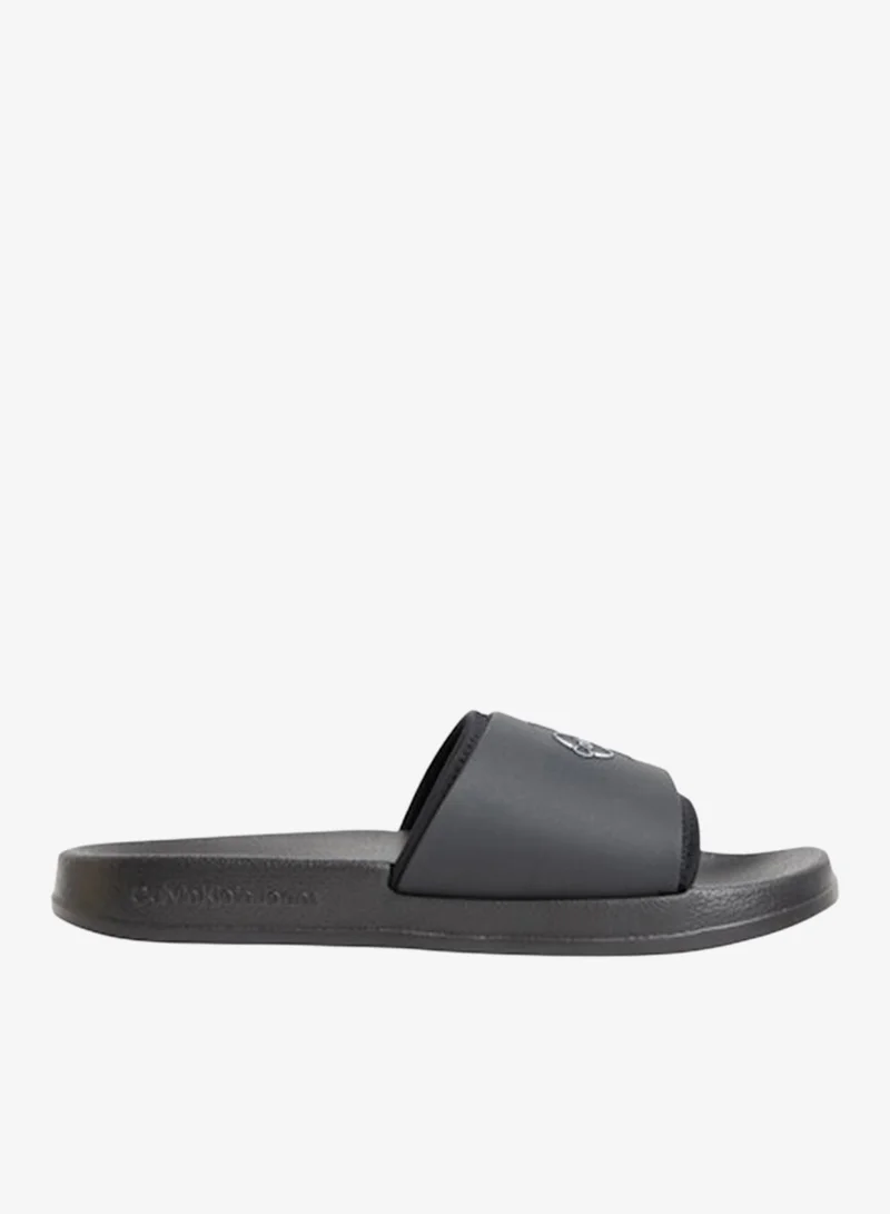 Calvin Klein Black/Bright White Neoprene Strap Slides for Women | Best Price UAE