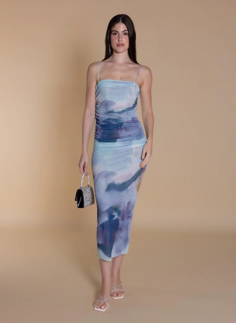 شايبس PRINTED CHIFFON PENCIL DRESS