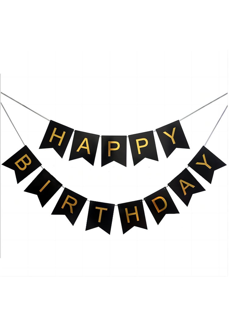Luxurious Black and Gold Happy Birthday Banner  - Image 1