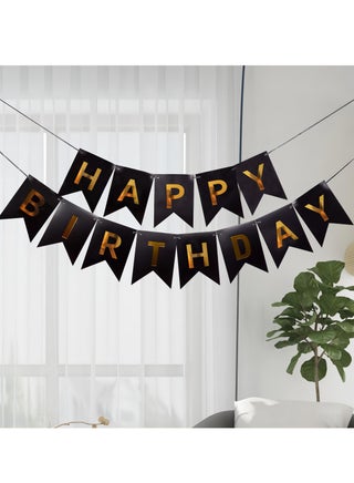 Luxurious Black and Gold Happy Birthday Banner - view 2