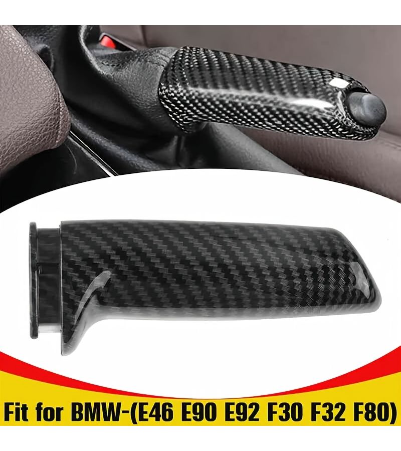 غطاء مقبض فرامل اليد من ألياف الكربون متوافق مع بي إم دبليو E46 E60 E90 E92 F30 F31 F32 F33 F34 أعوام 2012 2013 2014 2015 2016 2017 2018 أسود من ألياف الكربون - Image 1