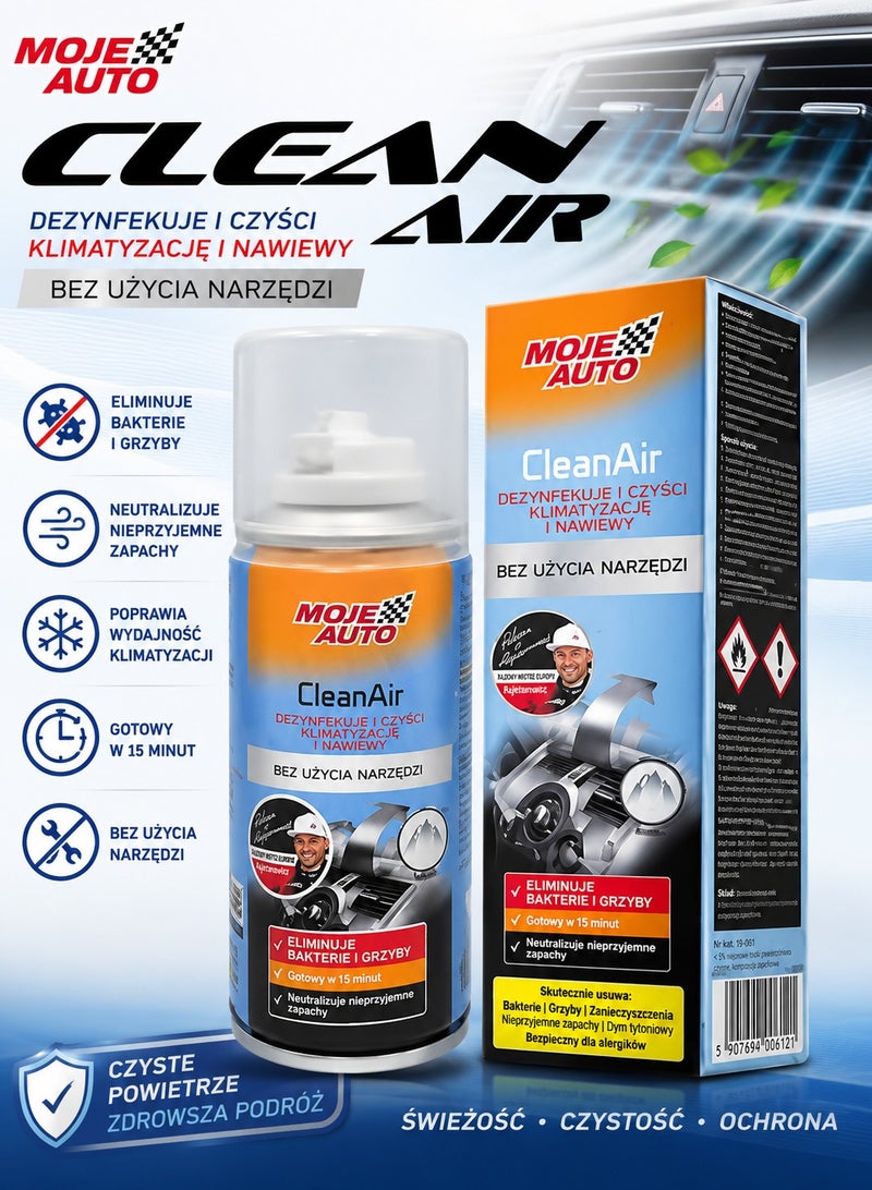 Moje Auto Clean Air AC Cleaner Spray 150ml Car Air Conditioner Disinfectant Odor Remover Vent Cleaning Foam . - Image 1