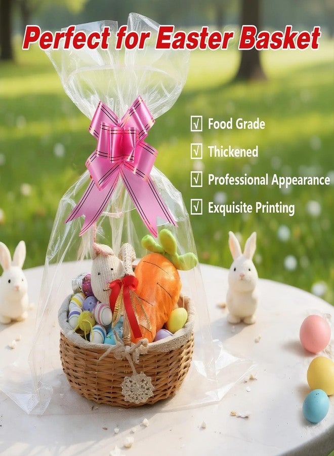 SUREHOME Cellophane Bags for Gift Baskets Wrapping Plastic 10 Pcs 30 x 40 Inch Large Cellophane Bags for Easter Basket Wrap Clear Gift Bags with Pull Bow Shrink Wrap Bag for Gift Basket Gift Giving - Image 4