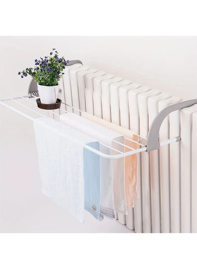 Foldable Radiator Drying Rack 1pcs Exclusive Models No Installation Needed Multifunctional Metal Towel Shoe Dryer Adjustable Clothes Hooks White - Image 5