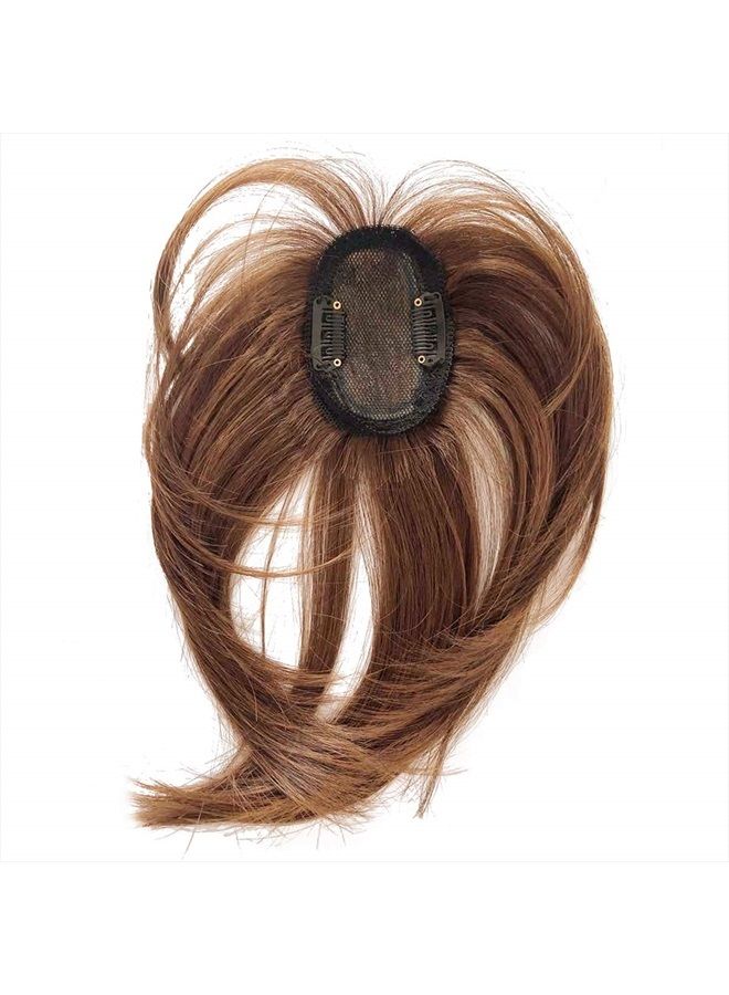 LesafeV Mini Fringe Hairpiece Straight Clip in Forehead Topper with Wispy Bangs Extension Dark Brown - Image 3