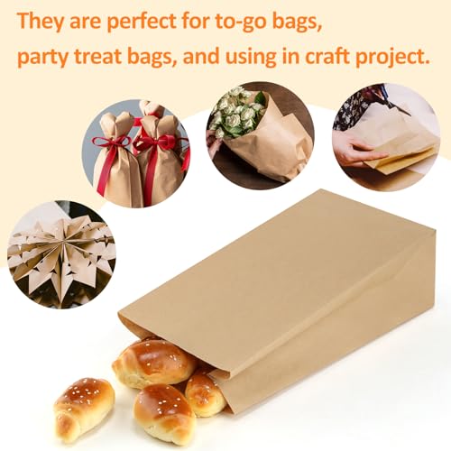 BagDream Paper Lunch Bags 4lb 100Pcs Kraft Brown Snack Bags Bulk, for Craft, Lunch, Bread, Sandwich, Candy, Treats, 5x2.95x9.45 Inches Recyclable Brown Small Paper Sacks - Image 4