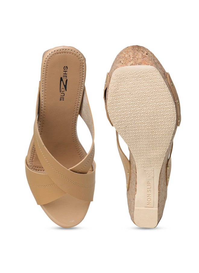 She Zone صنادل ويدج بيج للنساء - Image 4