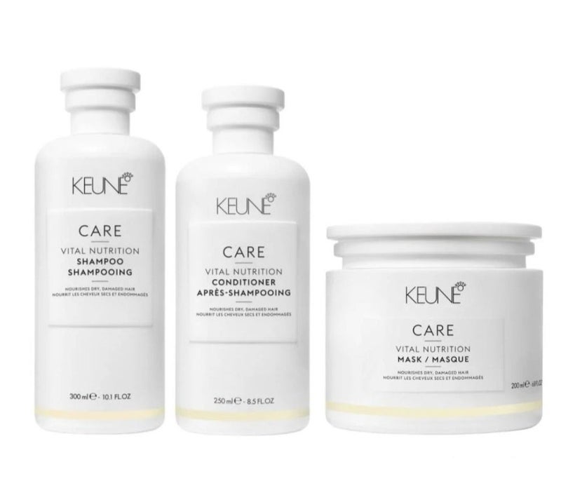 Keune Care Vital Nutrition Shampoo 300ml + Keune Care Vital Nutrition Conditioner 250ml + Keune Care Vital Nutrition Mask 200ml - Image 1