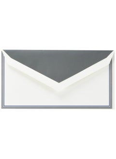 Crane & Co. Charcoal And Navy Border Monarch Correspondence Card (Cc7400)Pearl White  - Image 1