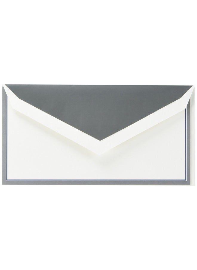 Crane & Co. Charcoal And Navy Border Monarch Correspondence Card (Cc7400)Pearl White  - Image 1