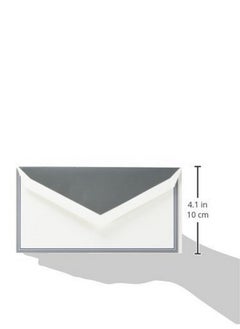 Crane & Co. Charcoal And Navy Border Monarch Correspondence Card (Cc7400)Pearl White  - Image 2