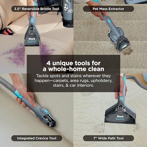 Shark StainStriker Portable Carpet Upholstery & Area Rug Cleaner, Bonus XL Tool & Full-Size Cleaning Solution, Stain & Odor Remover, Perfect for Car Interiors, 4 Cleaning Tools, Nordic Blue, PX202BRN - Image 3