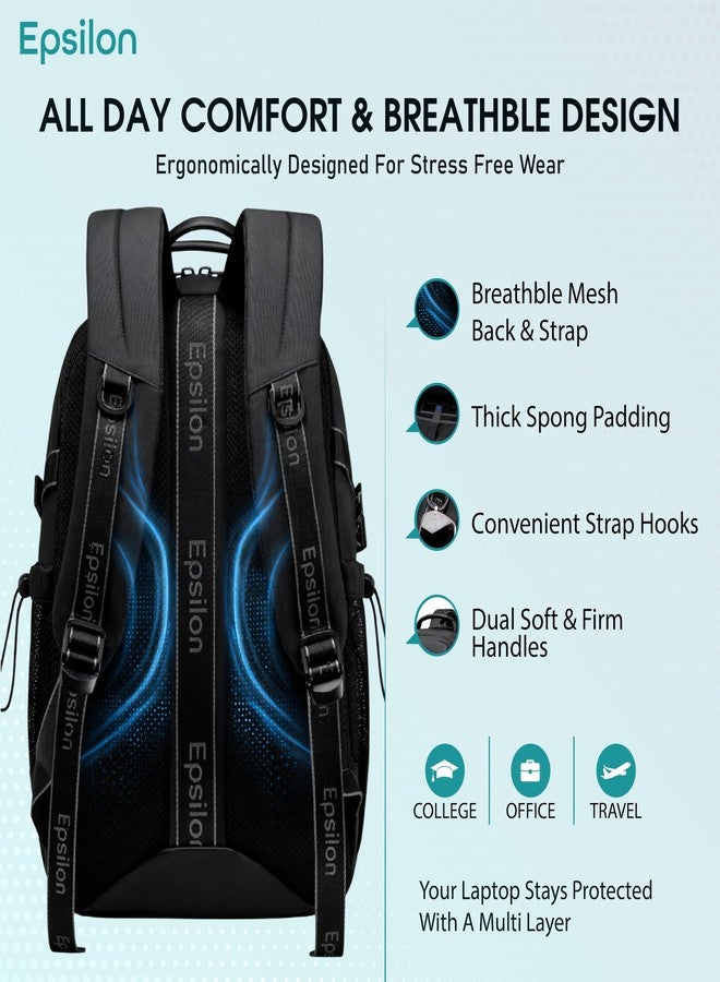 Epsilon Laptop Backpack for Men Women 25L Lightweight Water-resistant Medium Size Casual Backpack 15.6-inch Laptop Bag 5 Pockets Sleek for College Office Daypack - Image 4