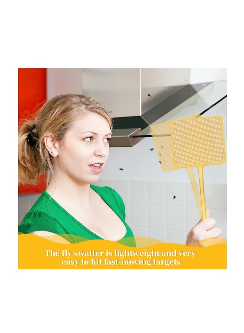 OPULENO Fly Swatter, 4pcs Heavy Duty Plastic Fly Swatters 17.3inch Long Handle Flexible Manual Mosquitoes Pests Flies Swatters with Hanging Hooks, Gold and Silver - Image 2
