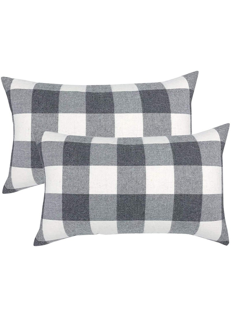 ATOOTFUSION ATOOTFUSION 100 Recyclable Dust free Black Hosiery Firm Medium Hard Cotton Pillow for real perfect neck support 16 x 26 Firm Medium Hard Pillow Checkered Multicolored Pack of 02 