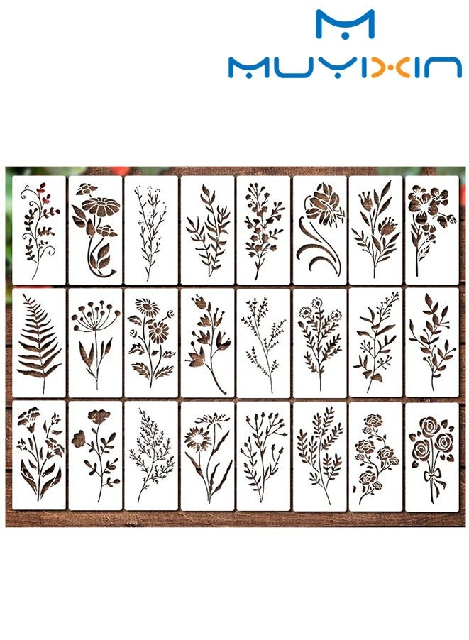 Muyixin قوالب للرسم على الخشب، قوالب زهور قابلة لإعادة الاستخدام لرسم الحرف، قوالب رسم للرسم على الخشب، الجدران، الأثاث - Image 1