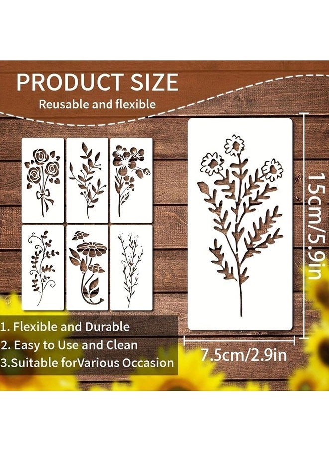 Muyixin قوالب للرسم على الخشب، قوالب زهور قابلة لإعادة الاستخدام لرسم الحرف، قوالب رسم للرسم على الخشب، الجدران، الأثاث - Image 2