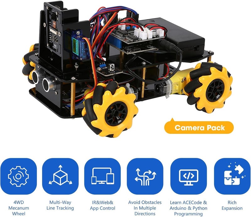 acebott Robot Kit with 3MP Camera, Robotics Kit for Kids Ages 8–12 12-16 Compatible with Arduino & Scratch, App & Remote Control, STEM Toys Coding Robot Kit, Gift for Kids, Teens and Adults - Image 5