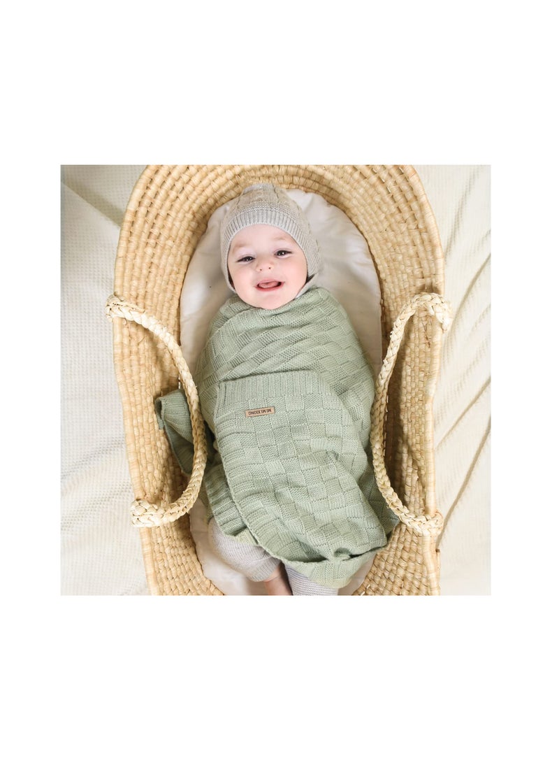 SOLARAE بطانية أطفال محبوكة، بطانيات للأطفال، بطانية محبوكة للأطفال، بطانيات استقبال للرضع، مثالية للمواليد الجدد (خضراء) - Image 4