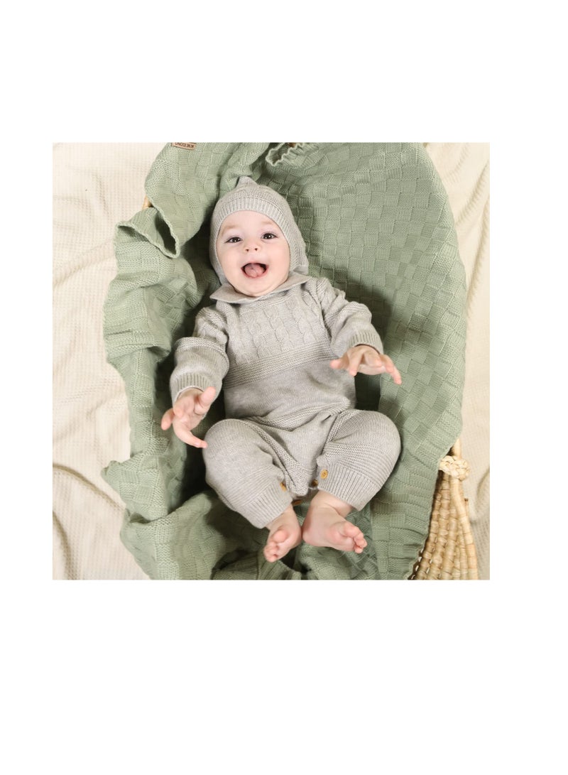 SOLARAE بطانية أطفال محبوكة، بطانيات للأطفال، بطانية محبوكة للأطفال، بطانيات استقبال للرضع، مثالية للمواليد الجدد (خضراء) - Image 5