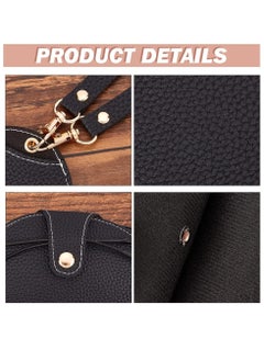 Bukela Sunglass Bag Eyeglass Case, PU Leather Sunglasses Pouch with Lanyard, Semi Hard Portable Glasses Case Holder Eyewear Sleeve for Eyeglass, Sun Glasses Protector For Women Men(Black)  - Image 4