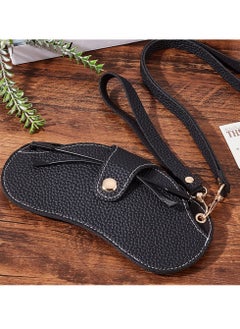 Bukela Sunglass Bag Eyeglass Case, PU Leather Sunglasses Pouch with Lanyard, Semi Hard Portable Glasses Case Holder Eyewear Sleeve for Eyeglass, Sun Glasses Protector For Women Men(Black)  - Image 5