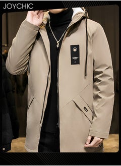 Joychic Casual Hooded Autumn and Winter Warm Windproof Mid Length Trench Coat for Men  - Image 1