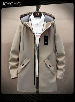 Joychic Casual Hooded Autumn and Winter Warm Windproof Mid Length Trench Coat for Men  - Image 3