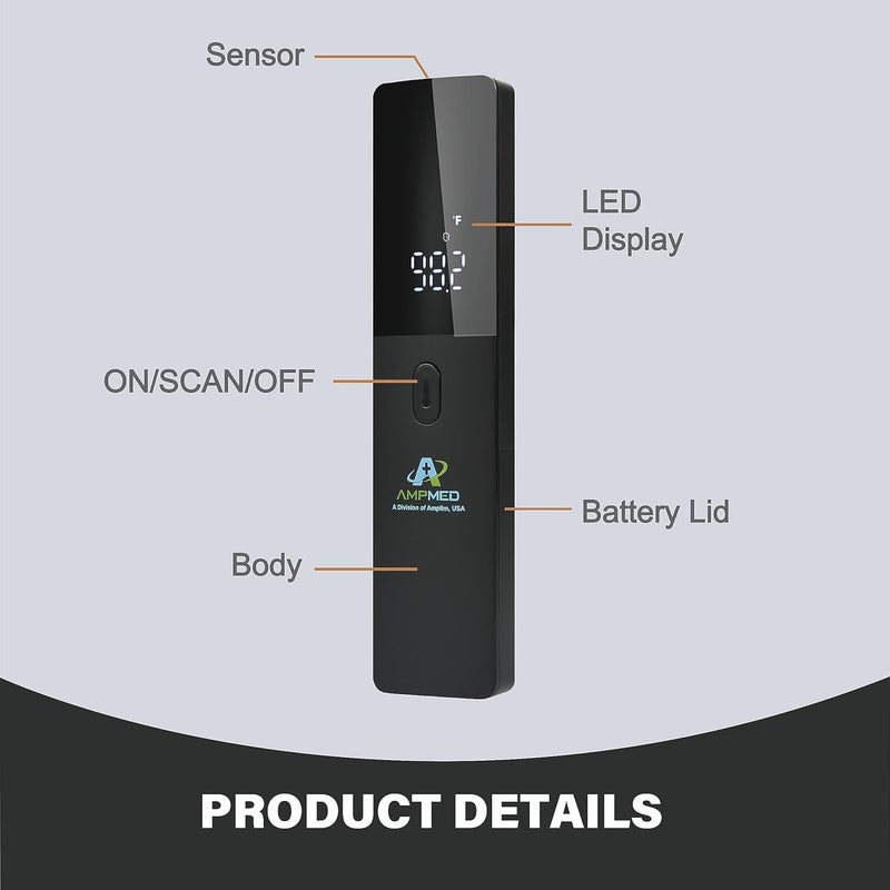 Amplim NoTouch Forehead Thermometer for Adults and Kids NonContact Digital Baby Thermometer for InfantsNewborns Medical Grade Touchless Temporal Temperature for Fever - Image 2