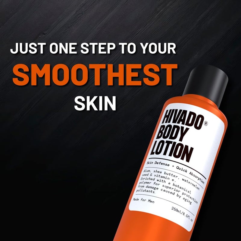 Hivado Mens Body Lotion  Deep Hydration  24Hour Moisture Lock  Watermelon Seed  Shea Butter  Lightweight NonGreasy FastAbsorbing  For Rough  Dry Skin  Sulphate  Paraben Free  250ml - Image 2
