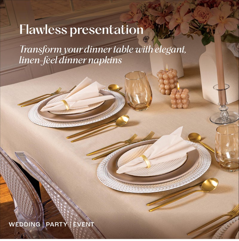 Servietto 200-Pack Disposable Linen-Feel Beige Napkins, 12" x 17" Cloth-Like Paper Dinner Napkins For Wedding, Bathroom, Party Or Event - Image 5