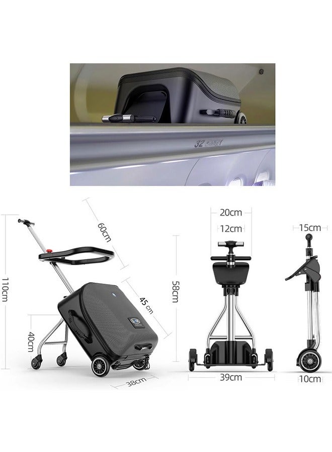 JCB CHIC حقيبة ركوب للأطفال 3 في 1 مقاس 20 بوصة مع تصميم مقعد الطفل، حقيبة حمل كبيرة على الجانب الصلب مع عربة قابلة للفصل - Image 2