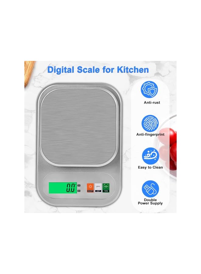 promass Digital Kitchen Scale 0.1g High Accuracy Electronic Food Scale 3kg Capacity Weighing Scale with Stainless Steel Platform & Tare & LCD Display for Baking Cooking Dieting (USB/Battery Power) - Image 3