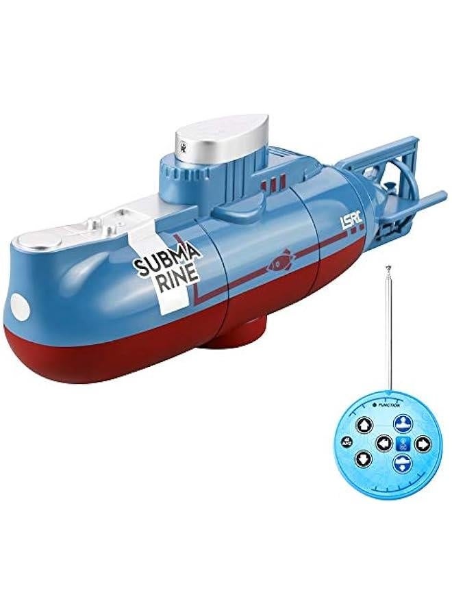 Mini RC Submarine for Kids, LSRC-SMI Remote Control Boat Waterproof Diving Toy for Boys and Girls (Blue)  - Image 1