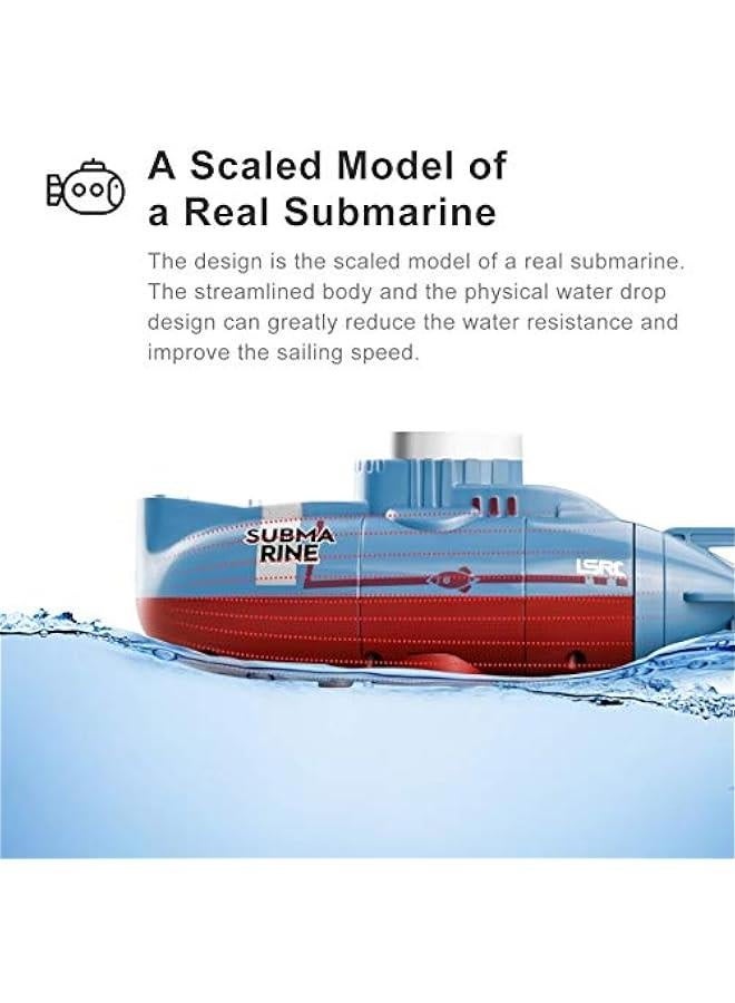 Mini RC Submarine for Kids, LSRC-SMI Remote Control Boat Waterproof Diving Toy for Boys and Girls (Blue)  - Image 5