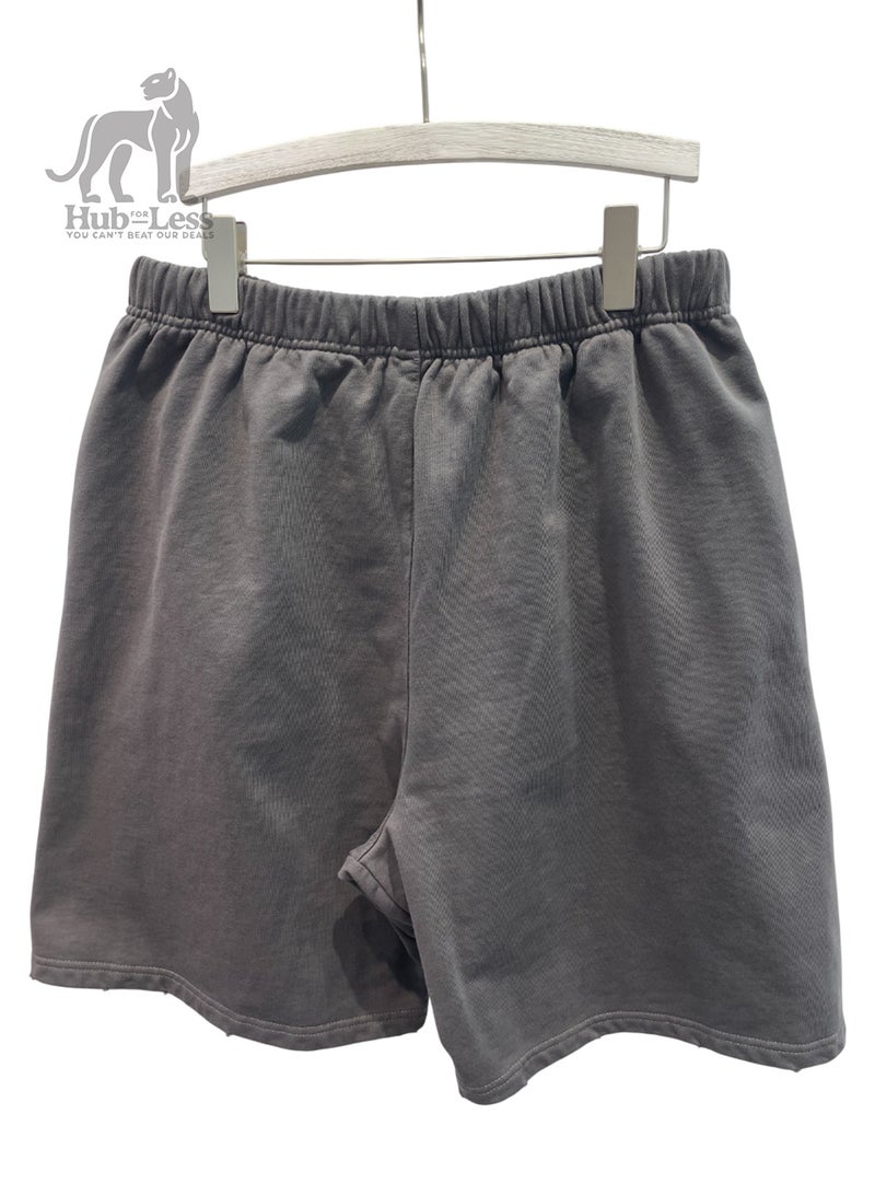 Hub For Less Men’s Heavyweight French Terry Sweatshorts – Ultra Fit with Metal Pocket Detail & Distressed Finish - Image 1