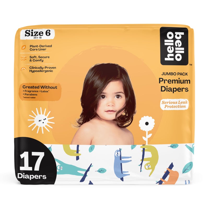 Hello Bello Premium Baby Diapers Size 6 17 Count of Disposable ExtraAbsorbent Hypoallergenic Baby Diapers with Snug and Comfort Fit Sleepy Sloth