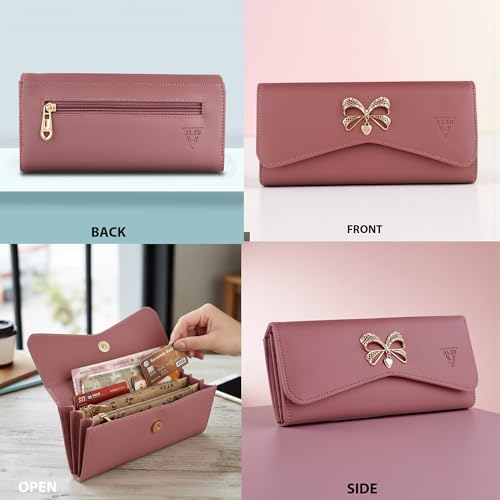 ALSU Women's Wallet Peach| Stylish Purse with Phone Pocket,4 Card Pocket and Multiple Compartment| Party Clutch for Girl | Travel Hand Purse for Women| Office Bag for Women (gdu-15pch) - Image 3