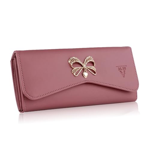 ALSU Women's Wallet Peach| Stylish Purse with Phone Pocket,4 Card Pocket and Multiple Compartment| Party Clutch for Girl | Travel Hand Purse for Women| Office Bag for Women (gdu-15pch) - Image 1