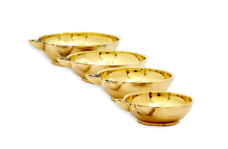 DMI 2-Faced Brass Panati / Panti Diya – Traditional Dasara Oil Lamp – Diameter 5” | 300 ml Oil Capacity - Image 5