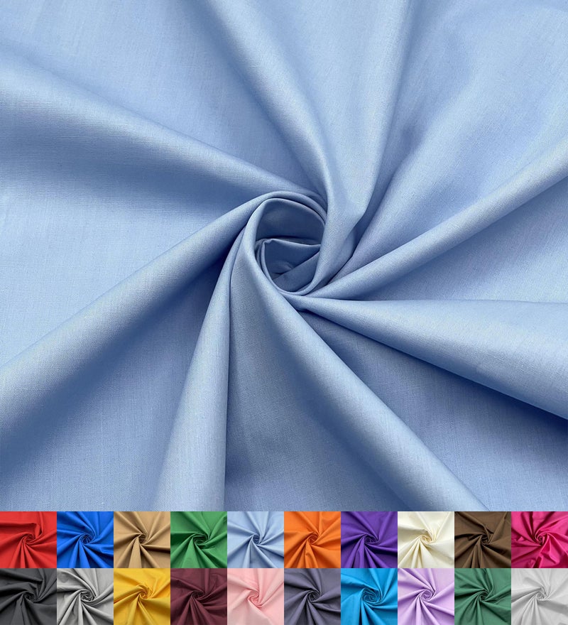 EOVEA - Cotton Polyester Fabric by The Yard â€“ 60" Wide Broadcloth Fabric, Soft, Lightweight & Breathable Material for Lining, Curtains, Bedding, Skirts, Sewing Projects (Baby Blue, 1 Yard) - Image 1