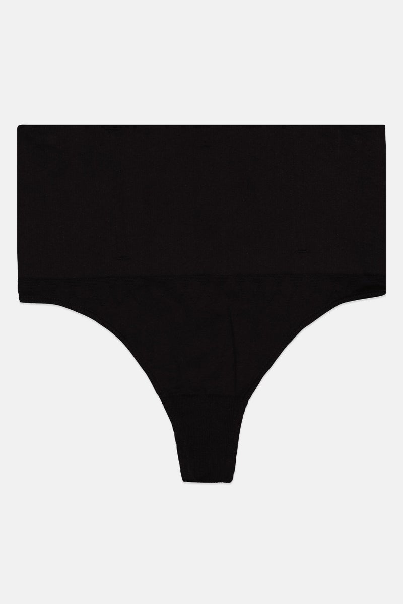 bebe Women Textured Pull On Thong, Black - Image 1