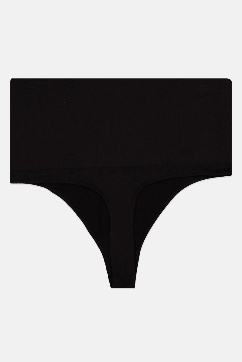 bebe Women Textured Pull On Thong, Black - Image 2